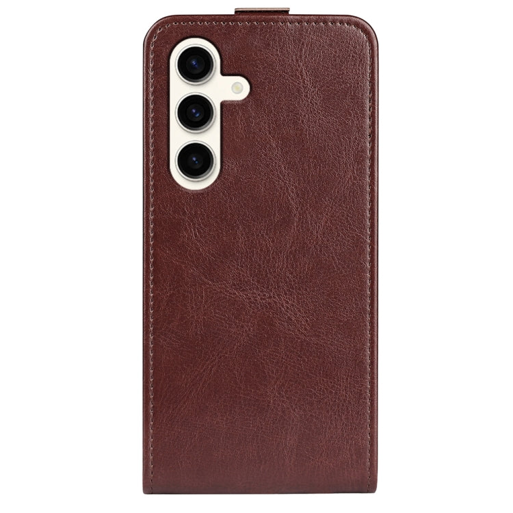 R64 Texture Vertical Flip Leather Phone Case for Samsung Galaxy S24 5G, showcasing its sleek design and card slot functionality.